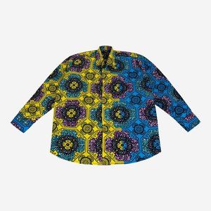 Men’s Long Sleeve Casual Shirt, African Print XL